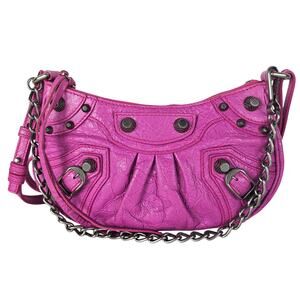 Balenciaga Agneau Arena Le Cagole Mini Purse With Chain Pink